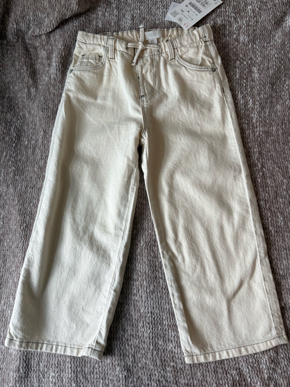 *NWT* Zara Kids High-Rise Baggy Jeans — Cream